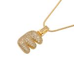 Crystal CZ Letter Pendant Necklace Gold Plated Initial 26 Hip Hop Charms