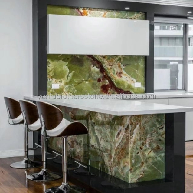 Exquisite Sapphire Green Onyx Marble Jade Stone Slab for Living Room Dining Bedroom