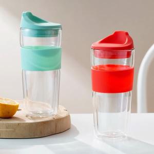 China 455ml Double Wall Drinking Glass Borosilicate Glass 16 Ounce Insulated Tumblers on sale