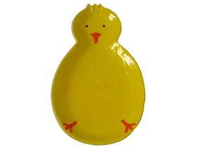 Quality High Press Casted Ceramic Serving Platter Hand Painted Chick Shaped Strong Dolomite wholesale