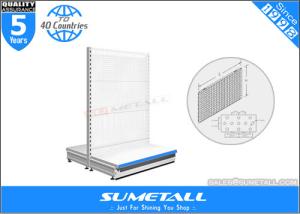 Quality Movable Steel Gondola Retail Display Shelving 50mm Pitch Hole With Pegboard wholesale