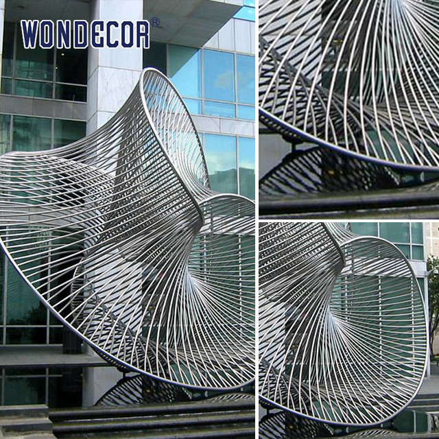 Outdoor large art geometric circular tube splicing design stainless steel sculpture
