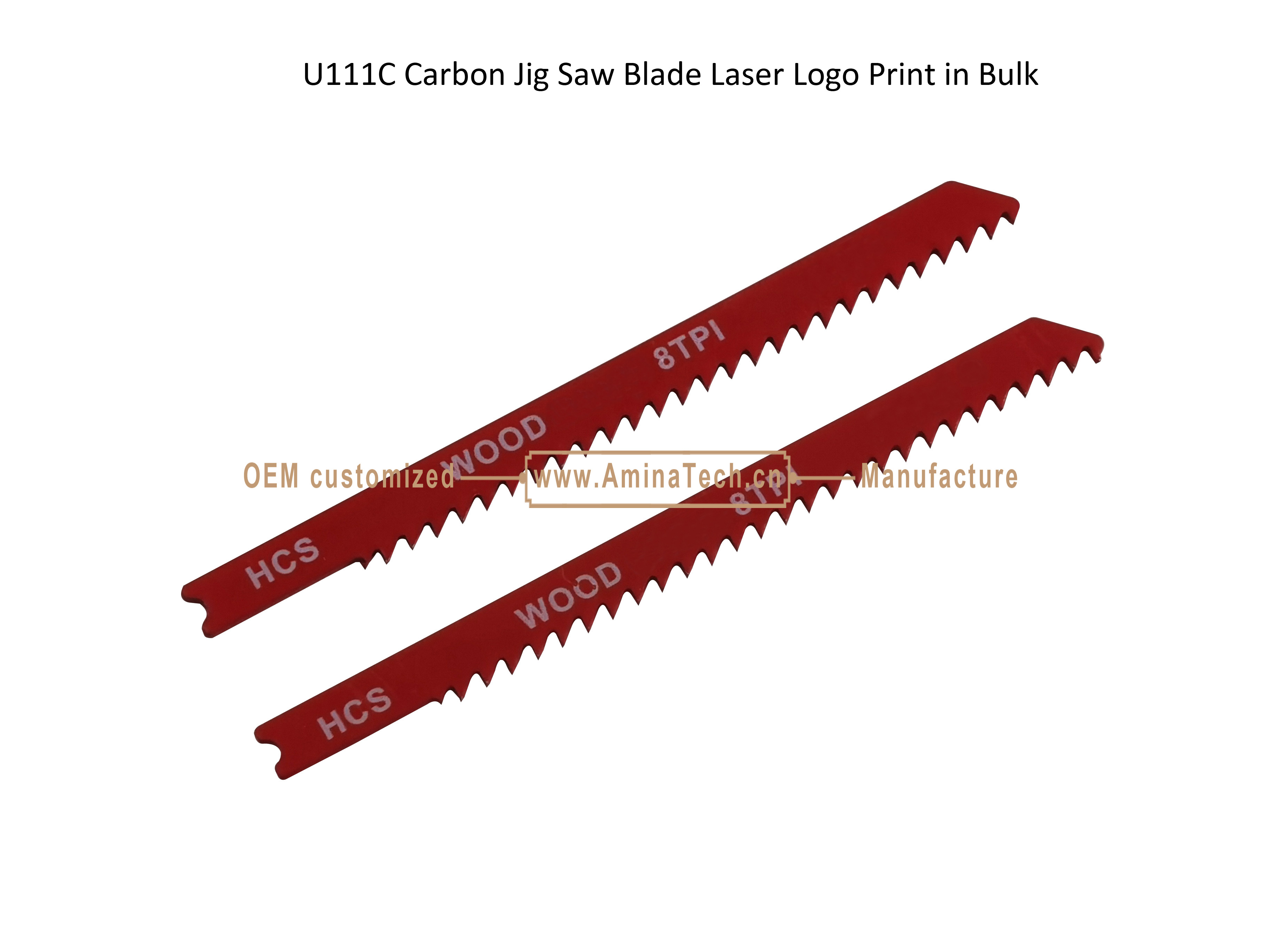 U111C Carbon Steel Jig Saw Blade Laser Logo Print in Bulk size:100mmx8x8T, Cutting Woods,Reciprocating Saw Blade