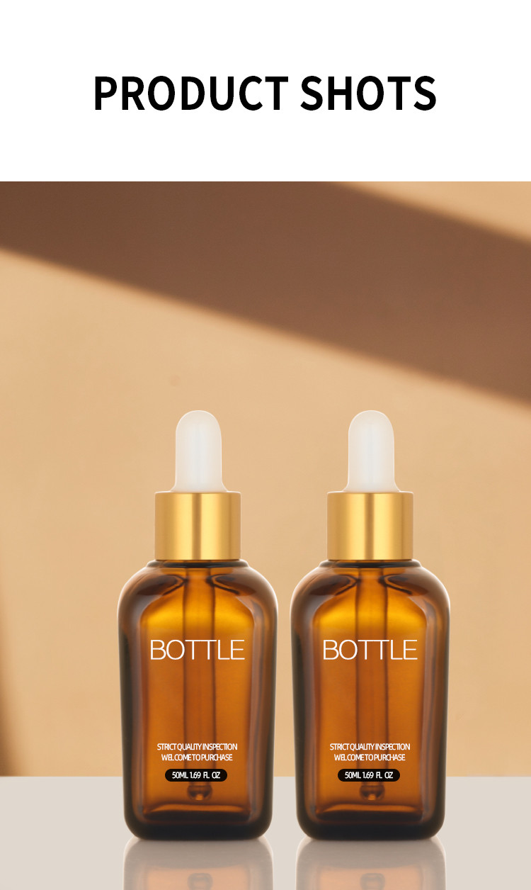 50ml Dropper Empty Serum Container Cosmetic Hair Oil Custom Logo Glass Serum Bottle