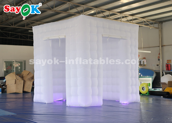 Inflatable Party Tent Two Doors Inflatable Portable Photo Booth White Oxford Cloth / Remote Control