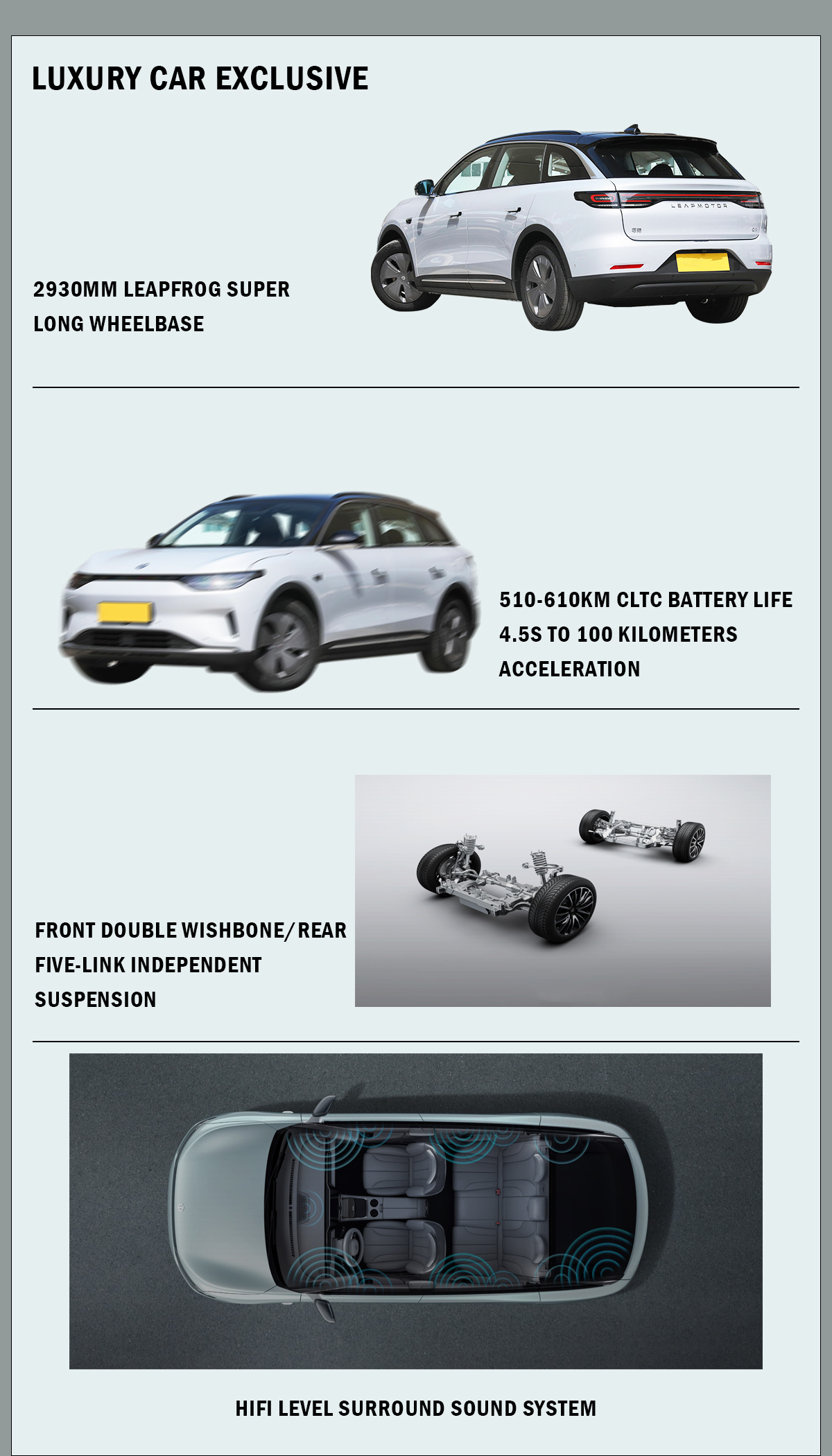 Customized 2023 2024 LEAPMOTOR 610KM 4x4 Full Version C11 Accessories Electric Car Adult Drive All Drive 4x4 Customized