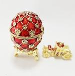 Decorative Earring Ring Trinket Holder Box Hand Painted Faberge Egg Style Hinged