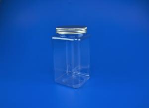 Quality 1111Ml Plastic Jars With Metal Lids Square Shape Food Grade PE Material wholesale