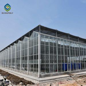 Quality Galvanized Multi Span 120km/H Commercial Glass Greenhouse wholesale