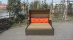Square Resin Wicker Lounge Bed , Balcony / Garden Cane Daybed