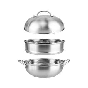Quality Double Food Steamer Set 28cm Stainless Steel Non Stick For Cooking wholesale