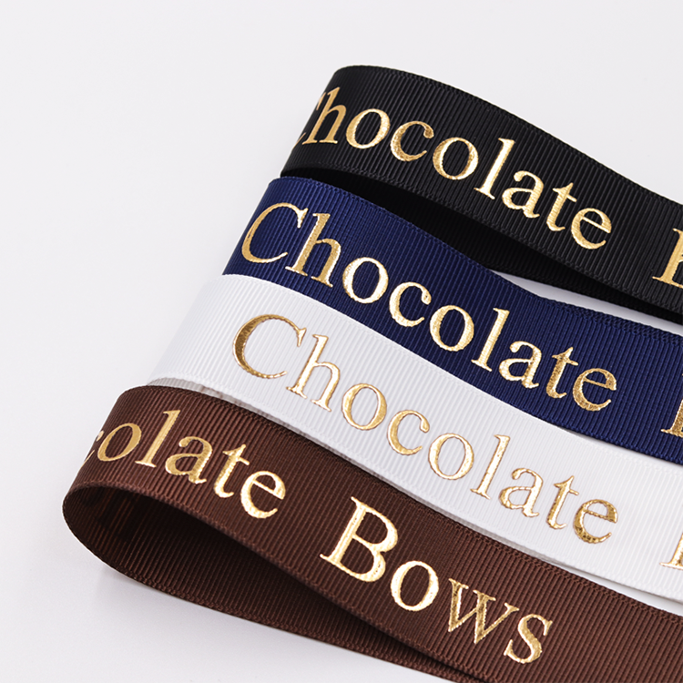 Foil Print Grosgrain Ribbon Custom With Emboss Logo