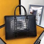 Authentic Crocodile Belly Skin Businessmen Large Laptop Briefcase Genuine Exotic
