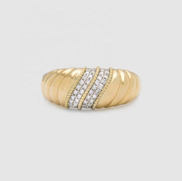 Platinum Plating Round Brilliant Cut Diamond Dome Ring For Women Fine Jewelry