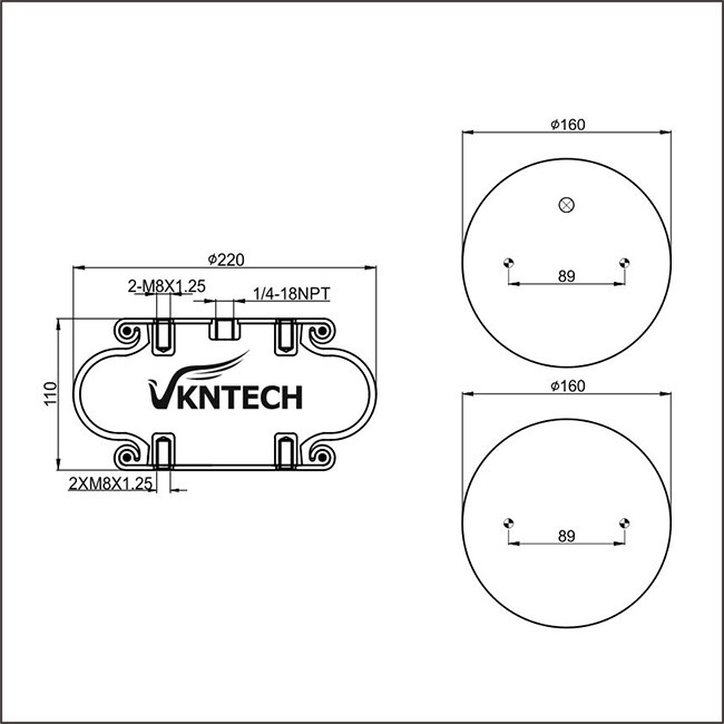 Single Convoluted Air Spring 1B8-550