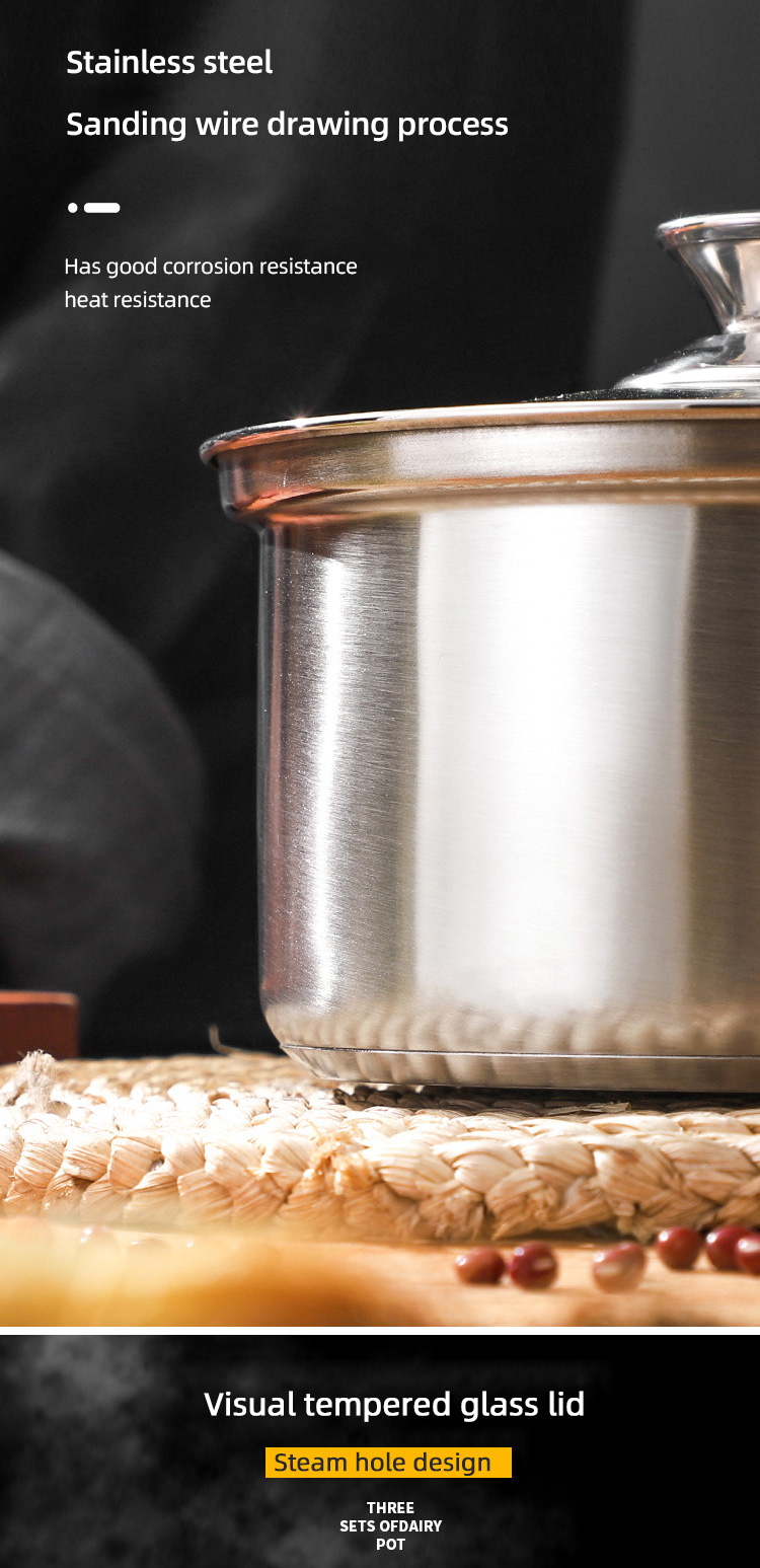 OEM/ODM Kitchen Cookware Cooking Soup Pot Set Stainless Steel Ollas Cookware Sets With Glass Lid