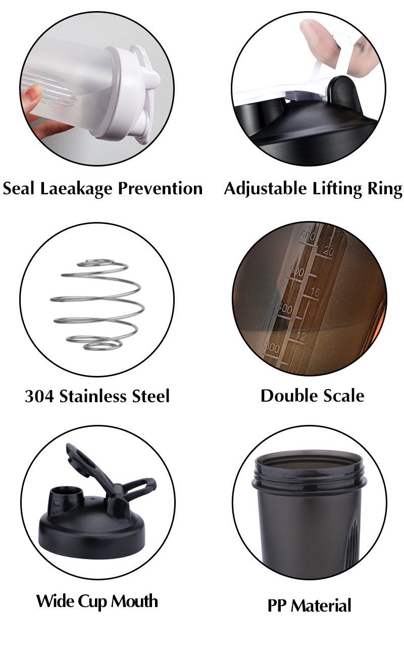 Chin Eco Friendly Gym Bottle Protein Shaker Bottles Custom Logo With Metal 304 Stainless Steel Ball