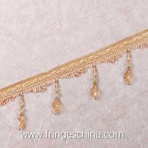 Quality Handmade fashionable chain beads lace tassels fringes for curtain/sofa/pillow decoration wholesale