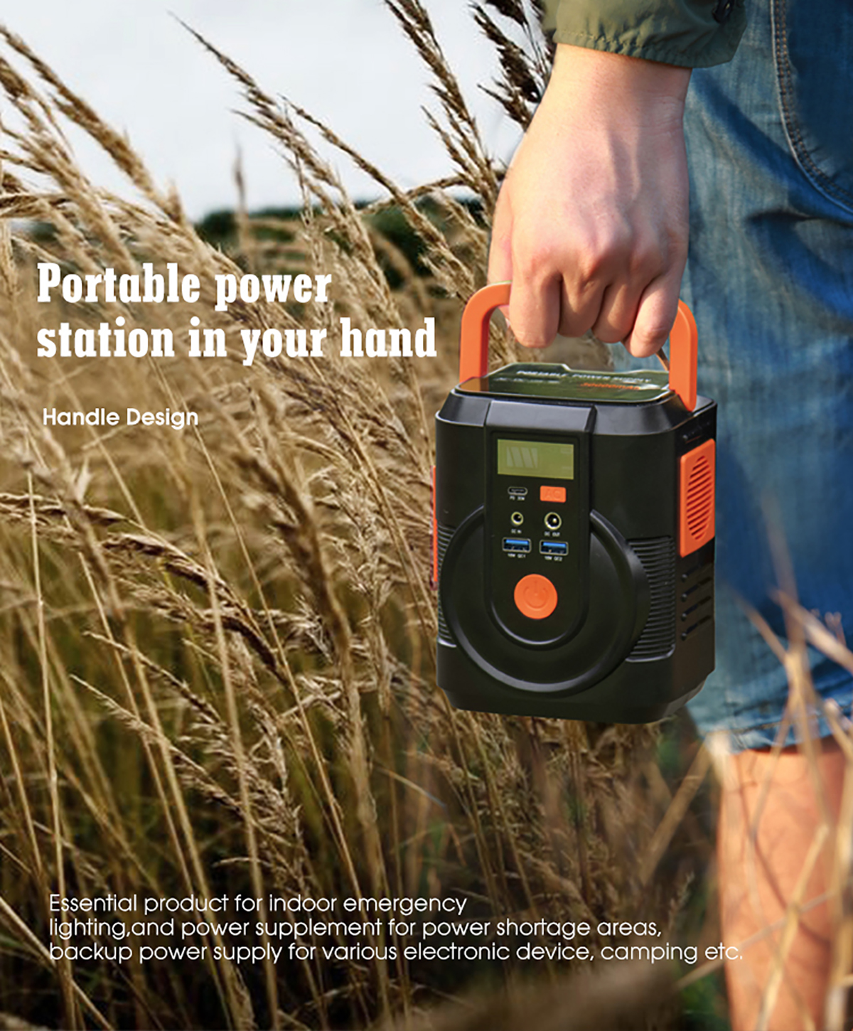 100W Solar Portable Power Station Battery 110V 220V Generator For Outdoor Camping