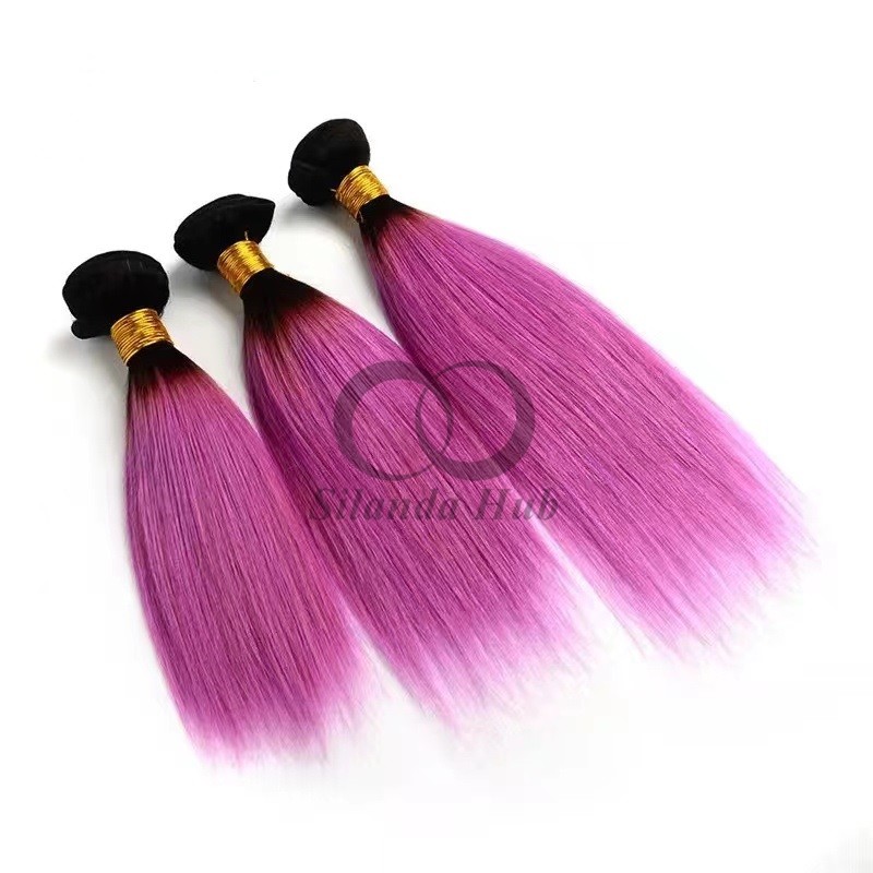 #T1B/Pink Straight Remy Human Hair Bundles Sew In Weave Bundles Brazilian Bundle Deals