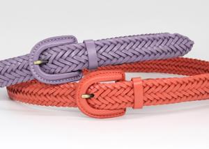 Quality 3cm Braiding Womens Genuine Leather Belt Cowhide Full Grain Purple wholesale