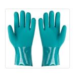 Large Hands Green PVC Cotton Chemical Resistant Gloves