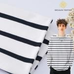 Durable Cotton French Terry Fabric 225g 32S Double Yarn Striped Lycra Texture