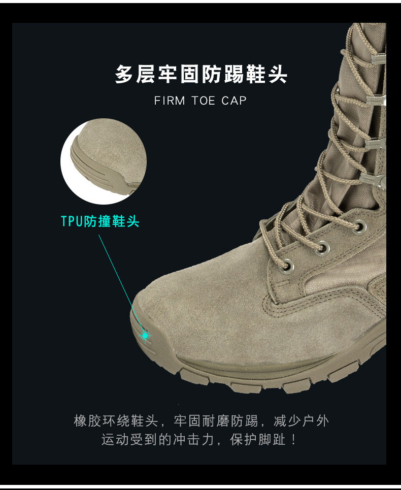 Non-slip Rubber Sole Combat Boots Oxford Cloth Material For Security Work In Green