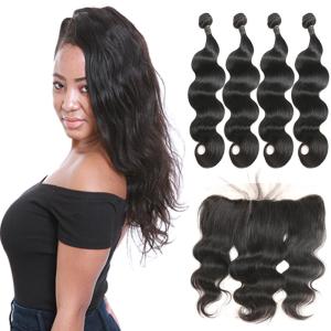 Quality Unprocessed Brazilian Remy Human Hair Extensions Body Weave Lace Frontal wholesale
