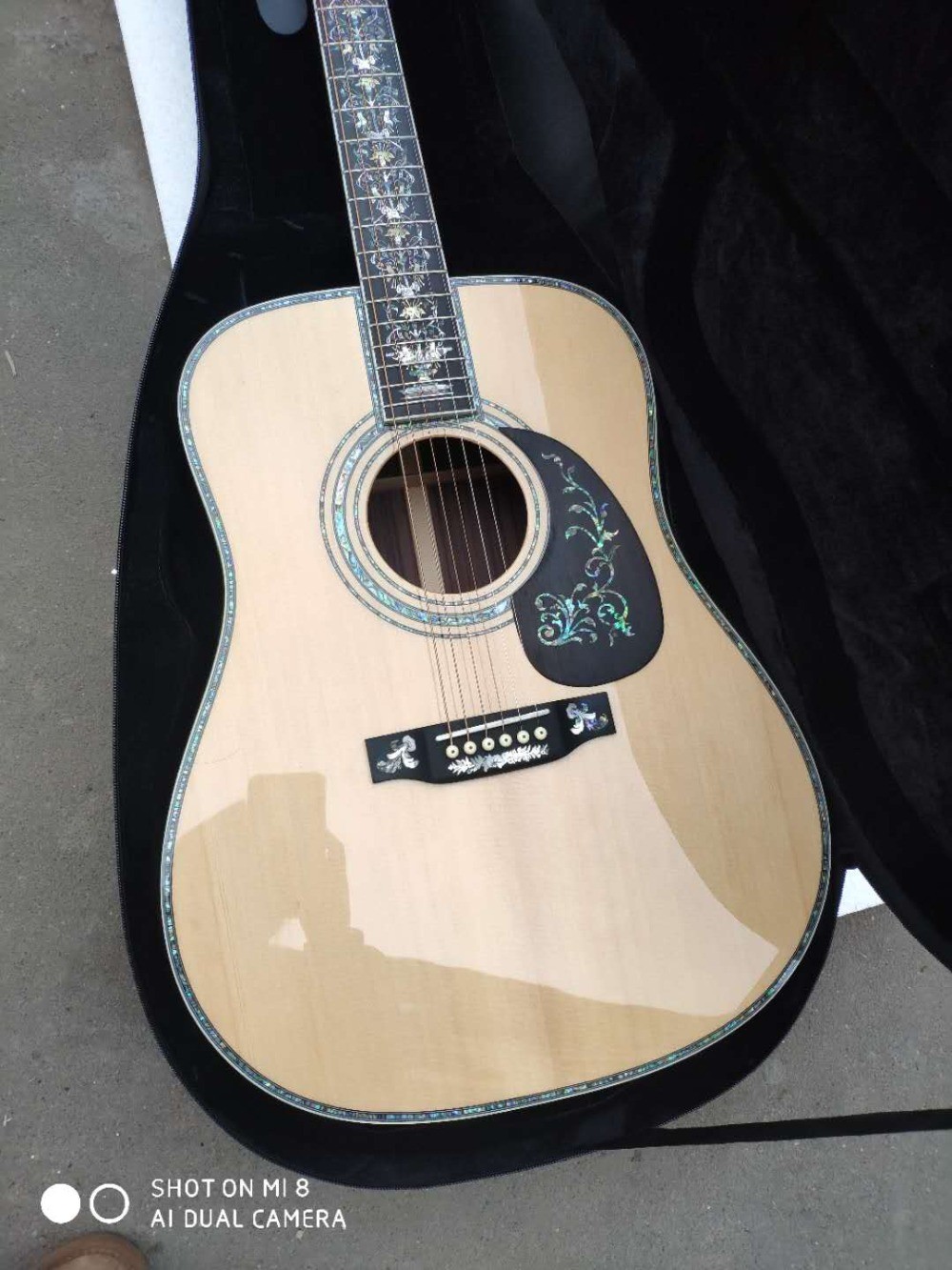 Aaaa All Real Abalone Super Deluxe Wood D45L Acoustic Guitar Customized Logo Is Available