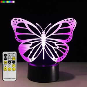 Quality Butterfly 3D Night Light 7 Colors Change with Remote Control As Birthday Gifts For Baby Room Decoration wholesale