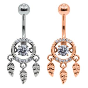 Quality Diamond Dream Catcher Body Piercings Jewellery Surgical Steel Belly Bar 10mm wholesale