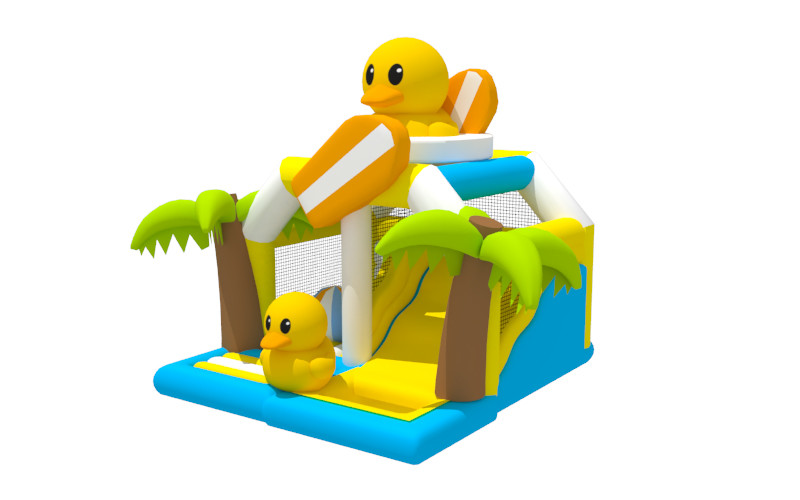 New Refreshing Summer Jumping Bouncy Castle Bed Animal Theme Inflatable Yellow Duck Bounce House Slide Combo