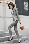 Fashion Slim Striped Suit for Women Autumn Office Lady Business Blazer Coat Plus