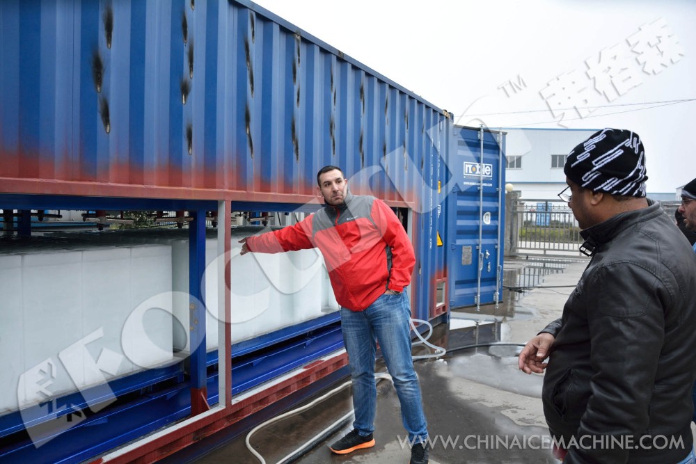 40ft Containerized 20TPD Block Ice Machine with 2.7kw 124.3kw Power 11800*2300*1900mm