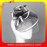 0918 hot sale fashion sinamay fascinators hats and caps with veil ,Fancy Sinamay