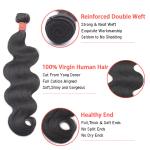 Grade 10A 100% Human Hair Weave Bundles Body Wave Natural Color Peruvian Hair