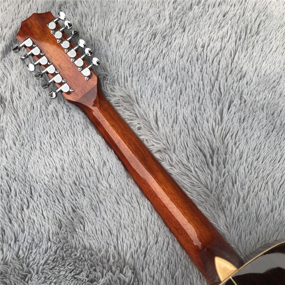 Custom 41 Inches Solid Spruce Top Cutaway Rosewood Back 12 Strings 814 Electric Acoustic Guitar