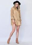 100% cotton scoop neck khaki dress with frayed detailing