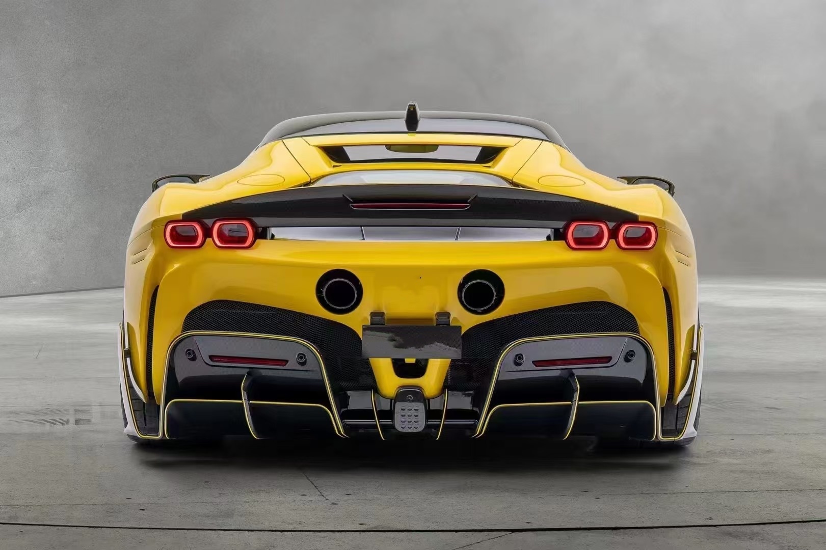 SF90 Ferrari Body Kit MSY Style Carbon Fiber Rear Bumper Lip Spoiler Side Skirt