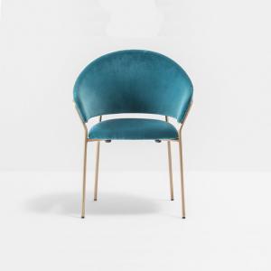 Quality Round Big Comfy Accent Chairs , Blue Velvet Accent Chair Backrest Jazz Armchair wholesale