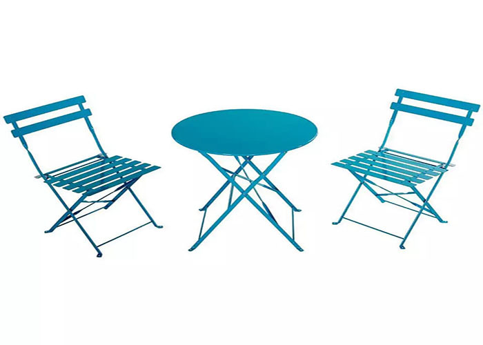 Steel Bistro Patio Outdoor Garden Folding Table And Chairs 3 Piece