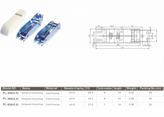 Self Balance Fridge Freezer Door Hinges Zinc Surface Treatment And ABS Cover