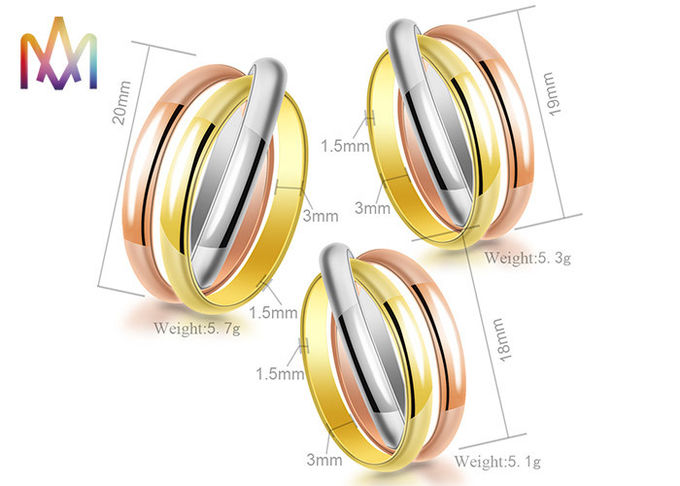 1.5mm Thickness Three Piece Stackable Engraved Rings