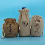 Anti Theft Hessian Drawstring Bags , Natural Color Small Jute Bags For Girl