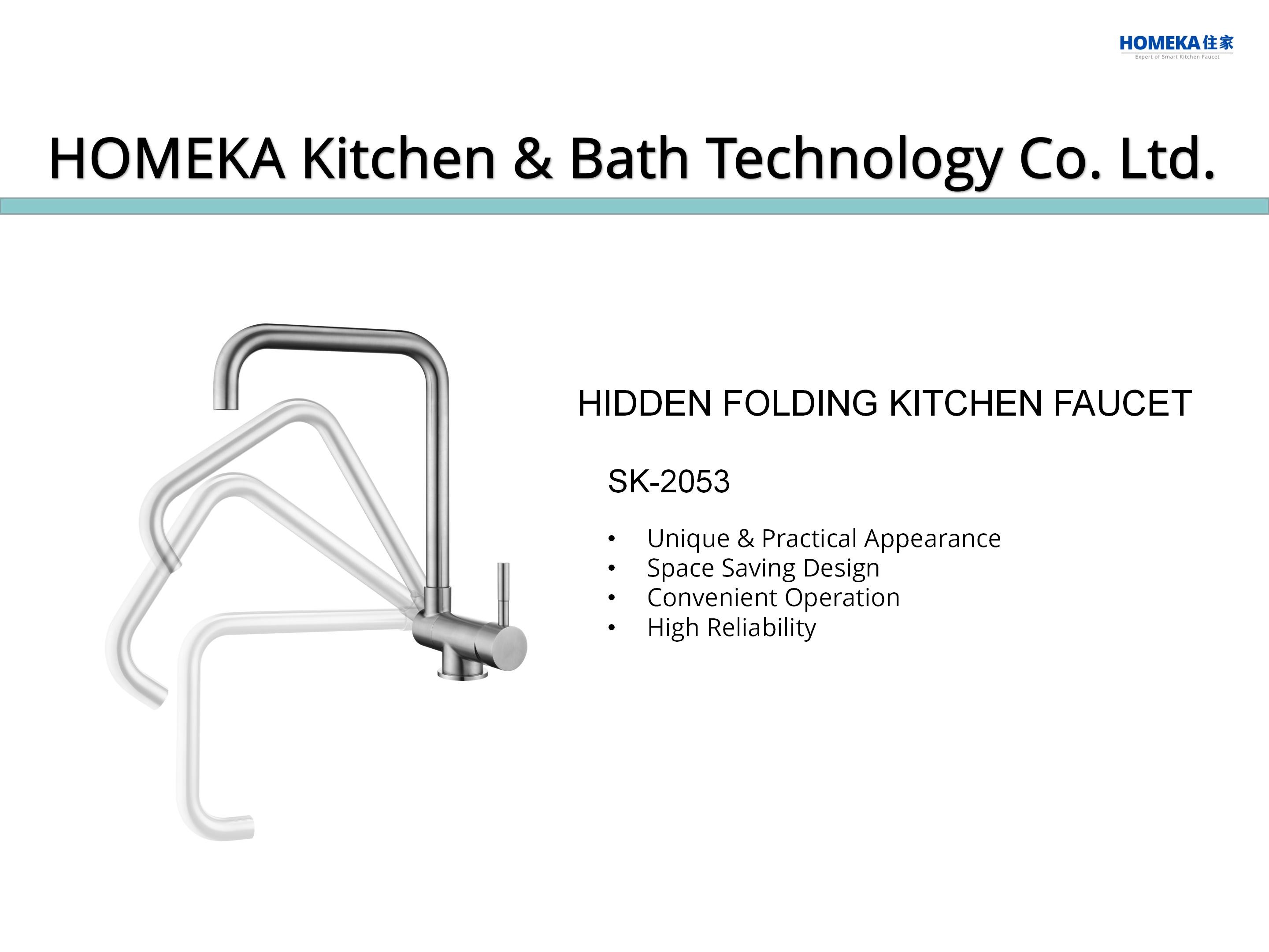 Angled Spout Kitchen Basin Taps 18/10 Stainless Steel Hidden Kitchen Faucet