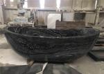 Pedestal Natural Stone Bathtub Marble Material With Black Wooden Veins