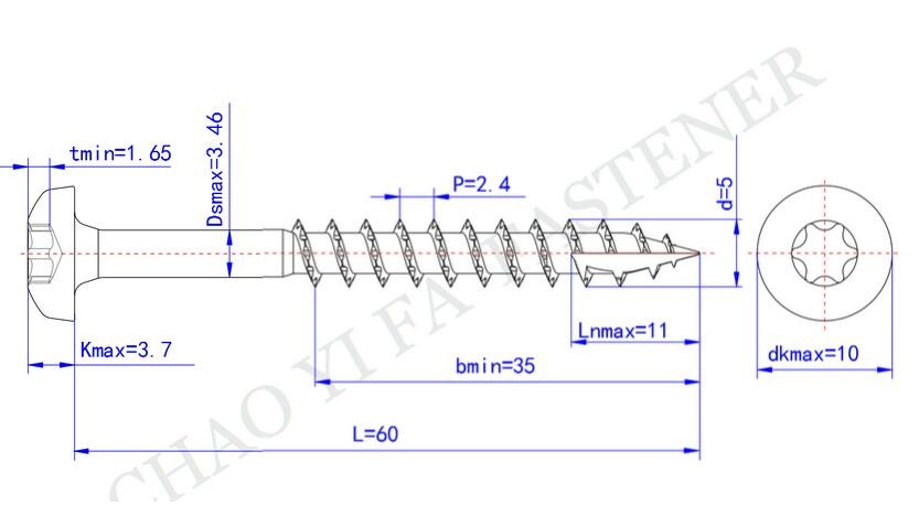 Torx Drive Chipboard Screws Pan Head Special Cutting CR3 Zinc Plated