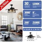 Bedroom ETL 42 Inches Farmhouse Invisible Ceiling Fan With Lights