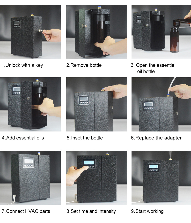 150ML Commercial Bluetooth Air HVAC System Aroma Diffuser Scent Portable Wall Mounted Scent Machine Aroma Diffuser